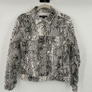 Boston Proper Snakeskin Animal Print Exotic Denim Button Jacket Size Medium